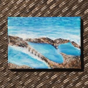 Blue Coastal Landscape Ocean Lagoon Canvas Art